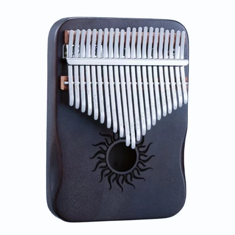 21-key dark brown solid maple Kalimba - Sun motif