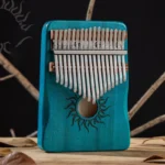 Kalimba 17 blades in maple wood - Blue - Sun pattern