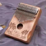 Kalimba 17 lames en bois - Motif palmiers et nature