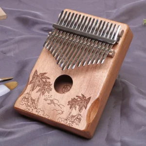 Kalimba 17 keys in wood - Palm and nature motif