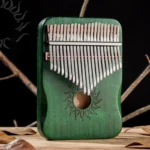 Kalimba 21 lames en bois d'érable - Vert - Motif soleil