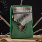 Kalimba 17 blades in maple wood - green - Sun design